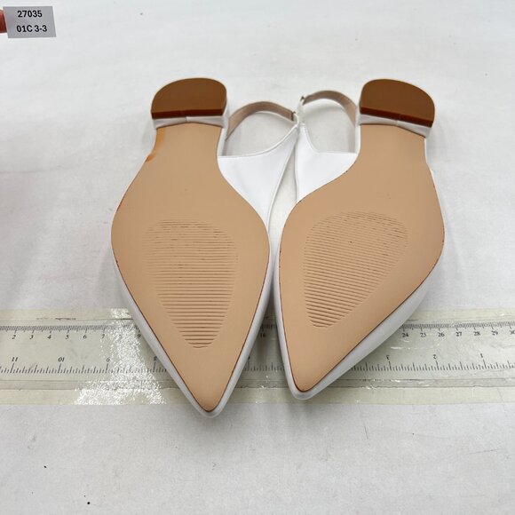 FYS White Pointed Toe Pumps Comfortable Slip on Slingbacks Office Walking Shoes - Picture 7 of 8